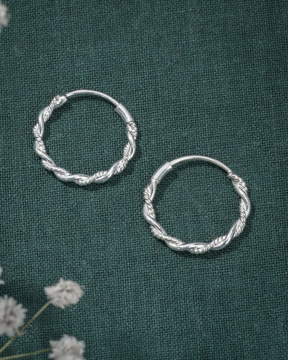Twist Hoops Silver Earrings