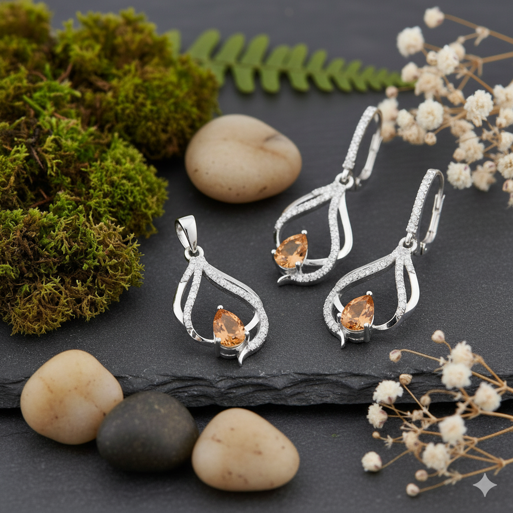Citrine Spark Pendant Set