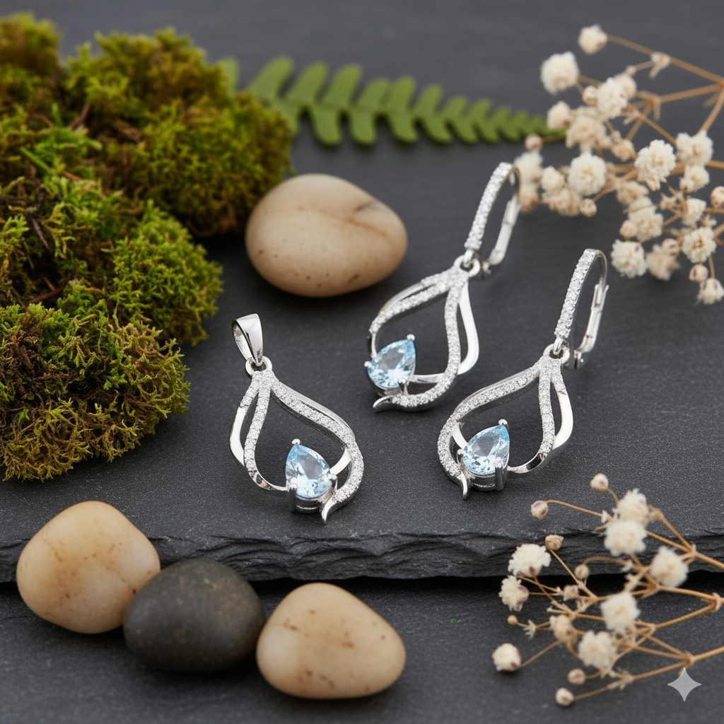 Ice Blue Pendant Set