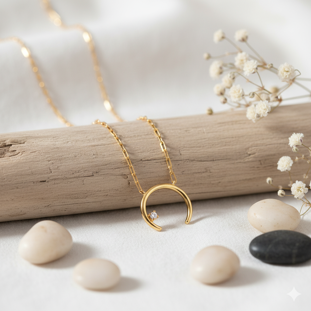 Crescent Drop Silver Pendant