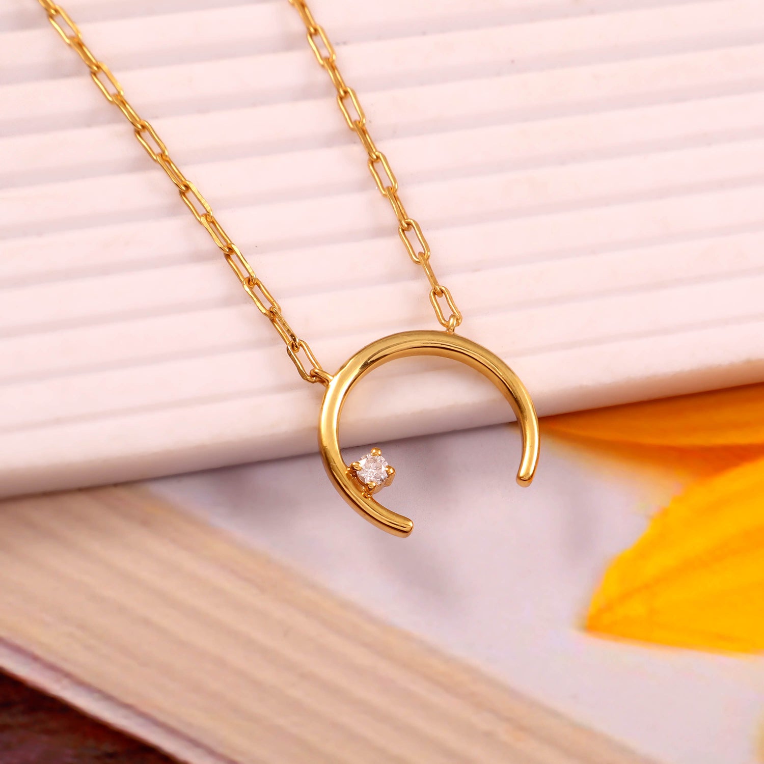 Crescent Drop Silver Pendant