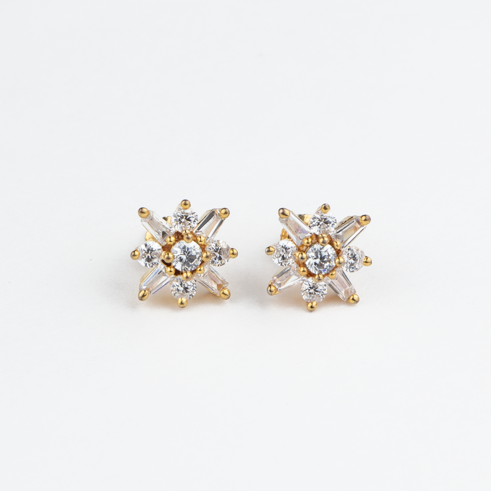 Golden Bold Spikes Silver Studs