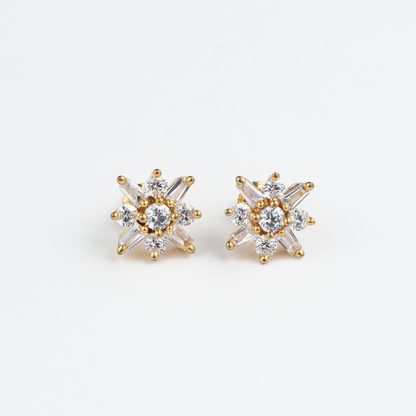 Golden Bold Spikes Silver Studs