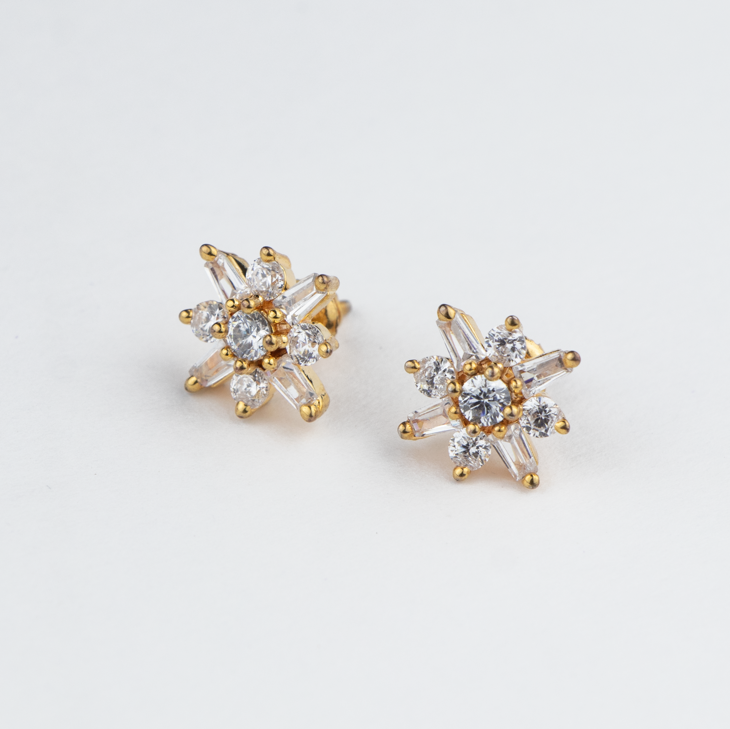 Golden Bold Spikes Silver Studs