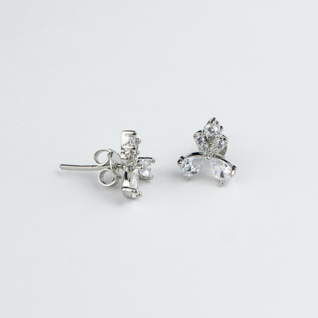 White Butterfly Wings Silver Studs