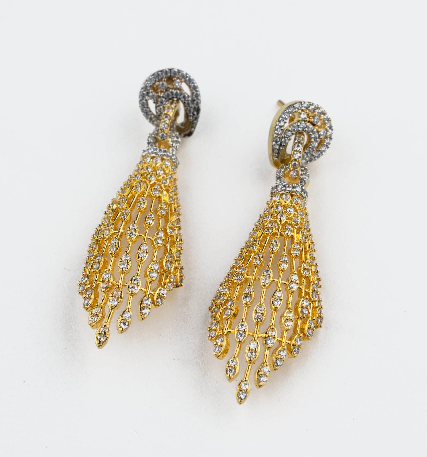 Golden Drizzle Silver Earrings