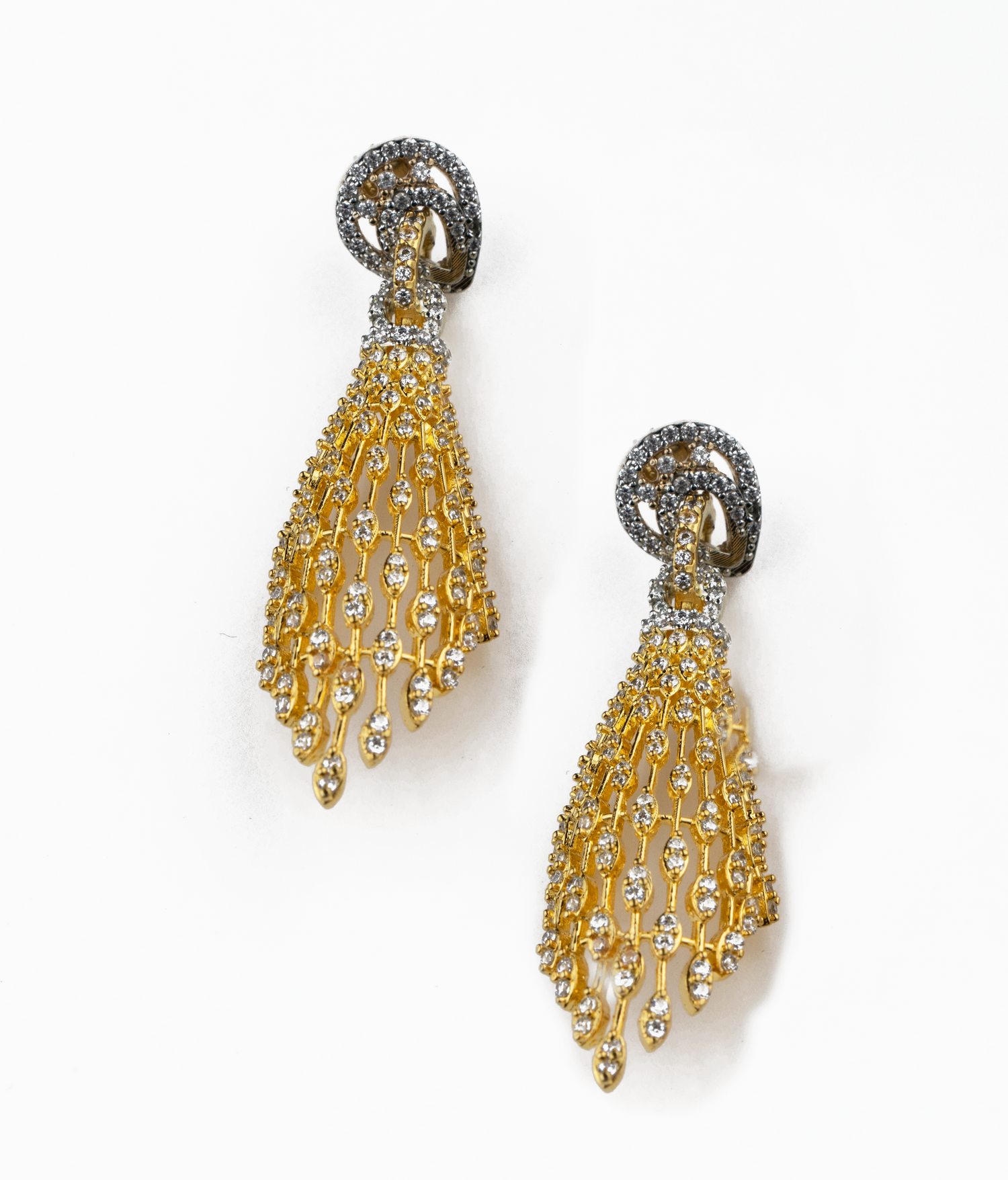 Golden Drizzle Silver Earrings