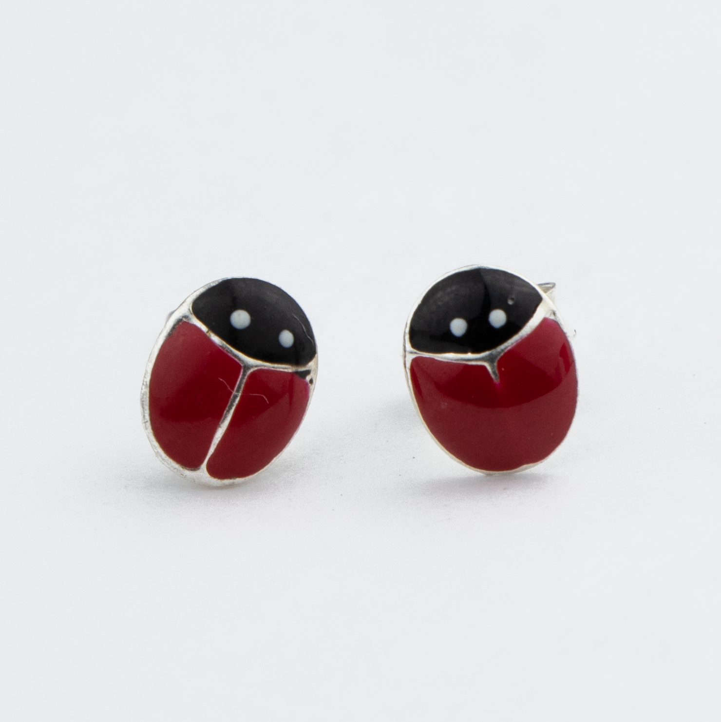 Ladybug Silver Studs