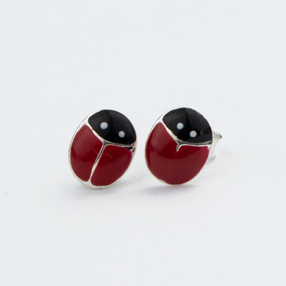 Ladybug Silver Studs