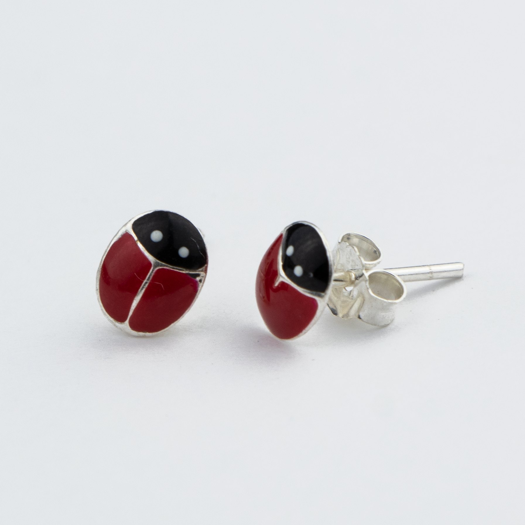 Ladybug Silver Studs