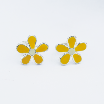 Sunshine Daisy Silver Studs