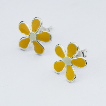 Sunshine Daisy Silver Studs