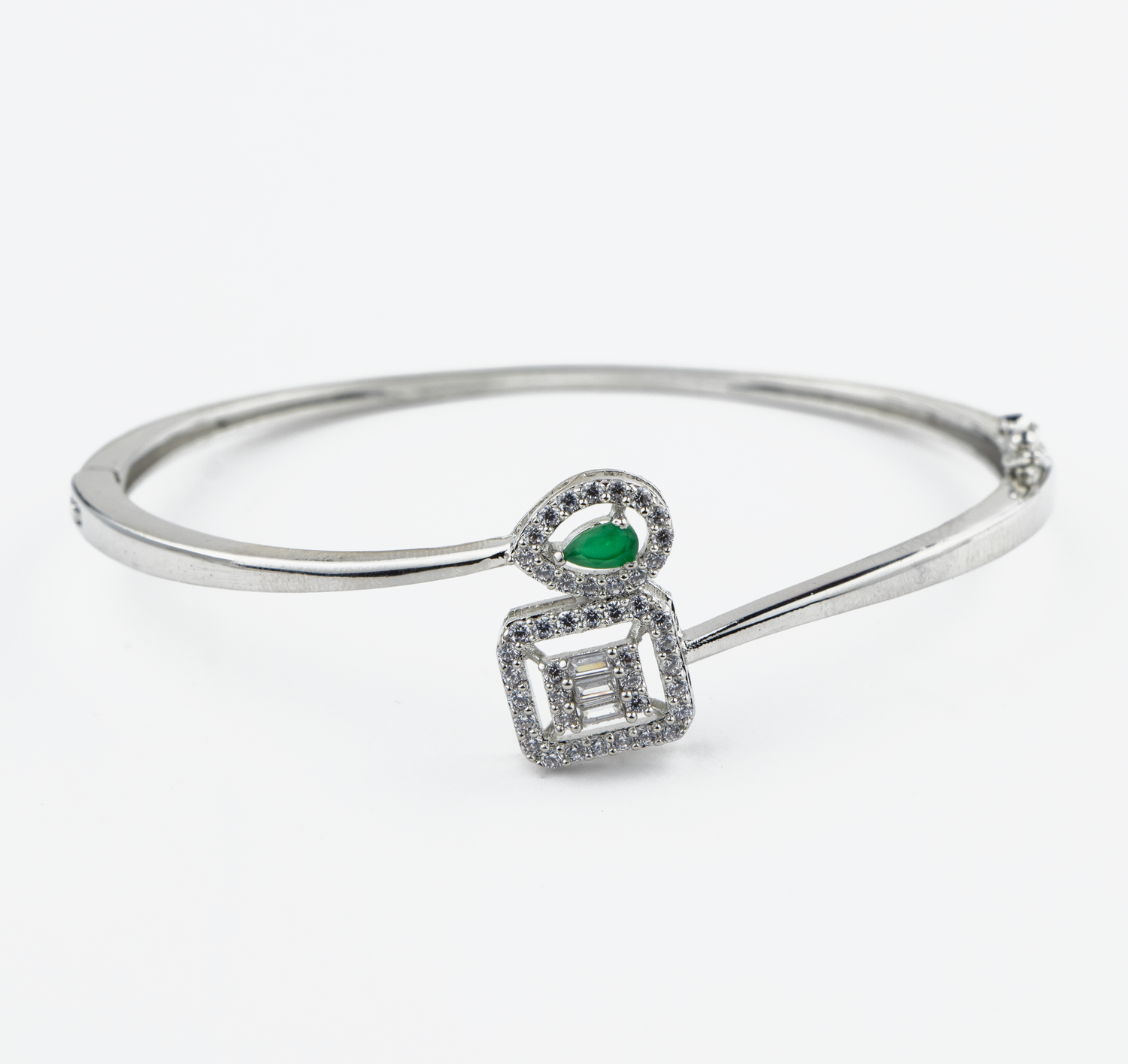 Green Chic Square Silver Bracelet