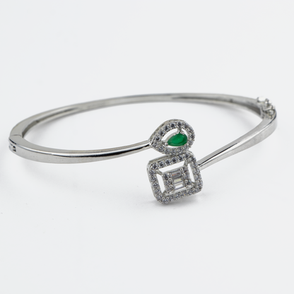 Green Chic Square Silver Bracelet