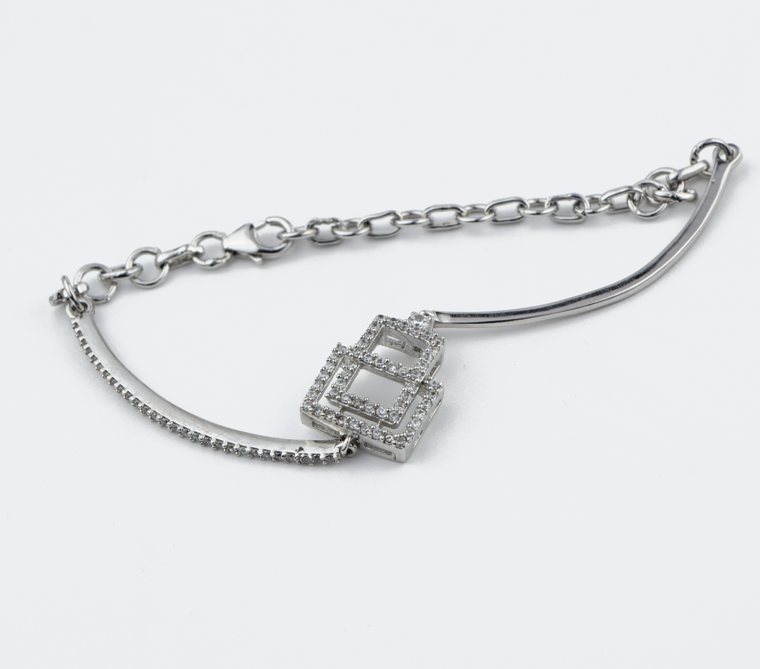 Rectangle Knot Silver Bracelet