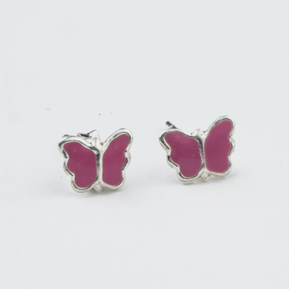 Pink Blush Butterfly Silver Studs