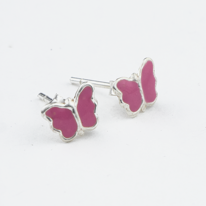 Pink Blush Butterfly Silver Studs