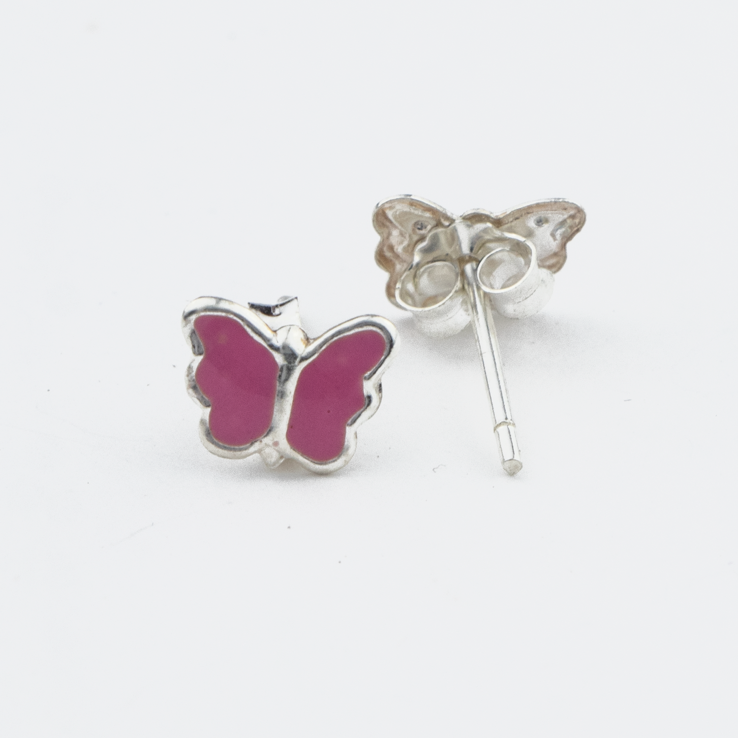 Pink Blush Butterfly Silver Studs