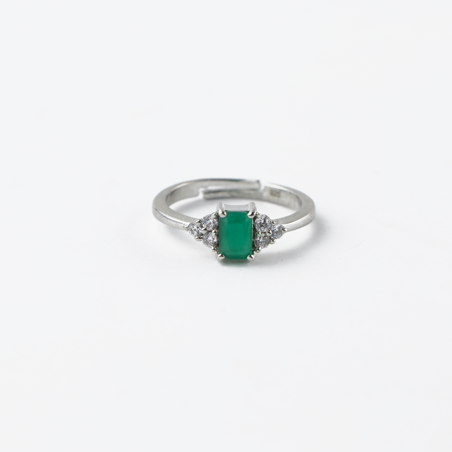 Emerald Cut Silver Ring