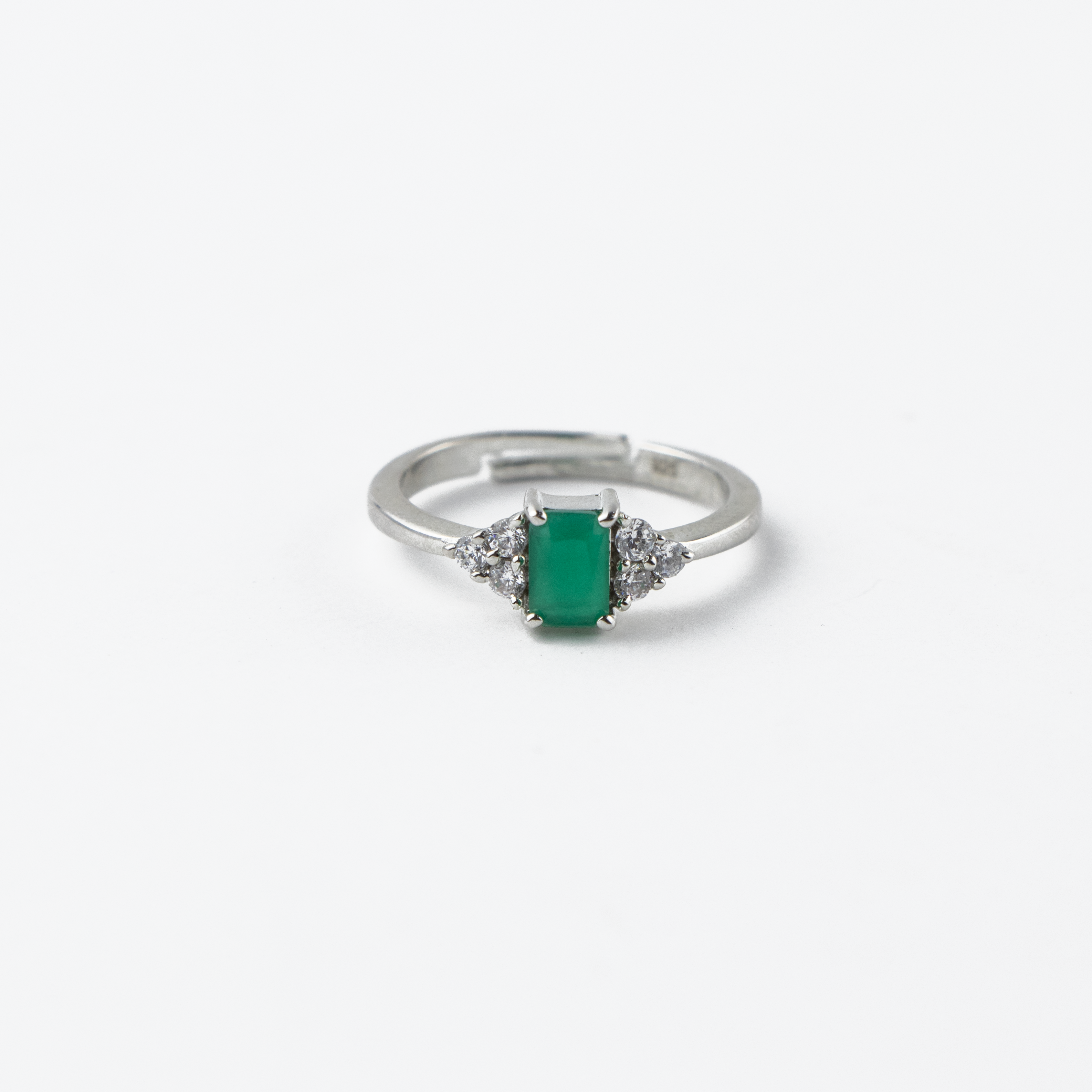 Emerald Cut Silver Ring