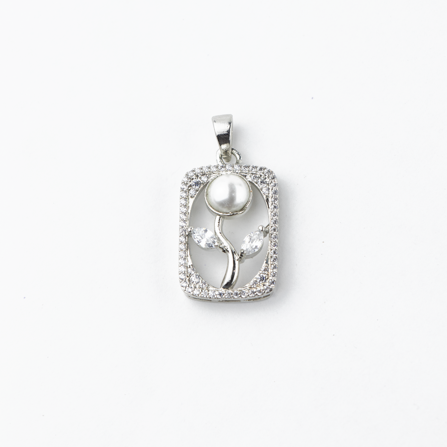 Flower Frame Silver Pendant