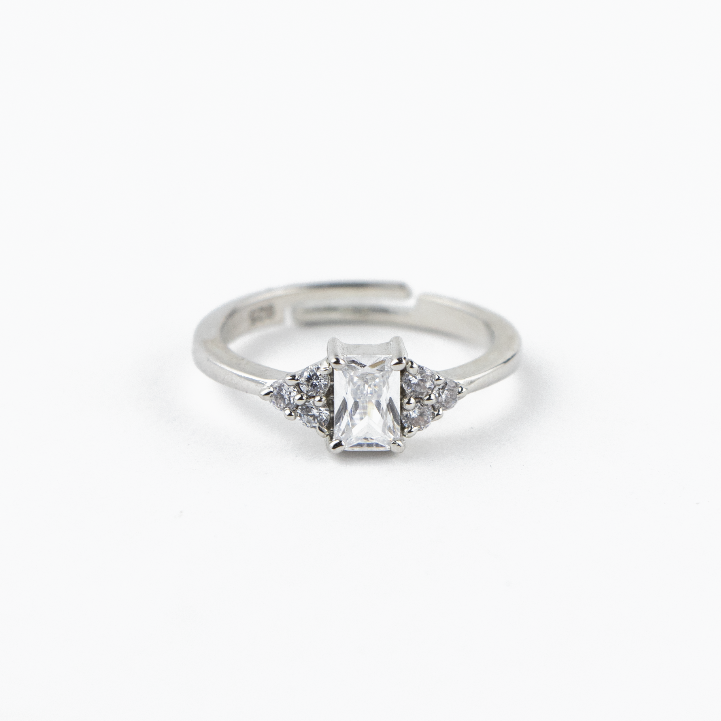 Emerald Cut Silver Ring