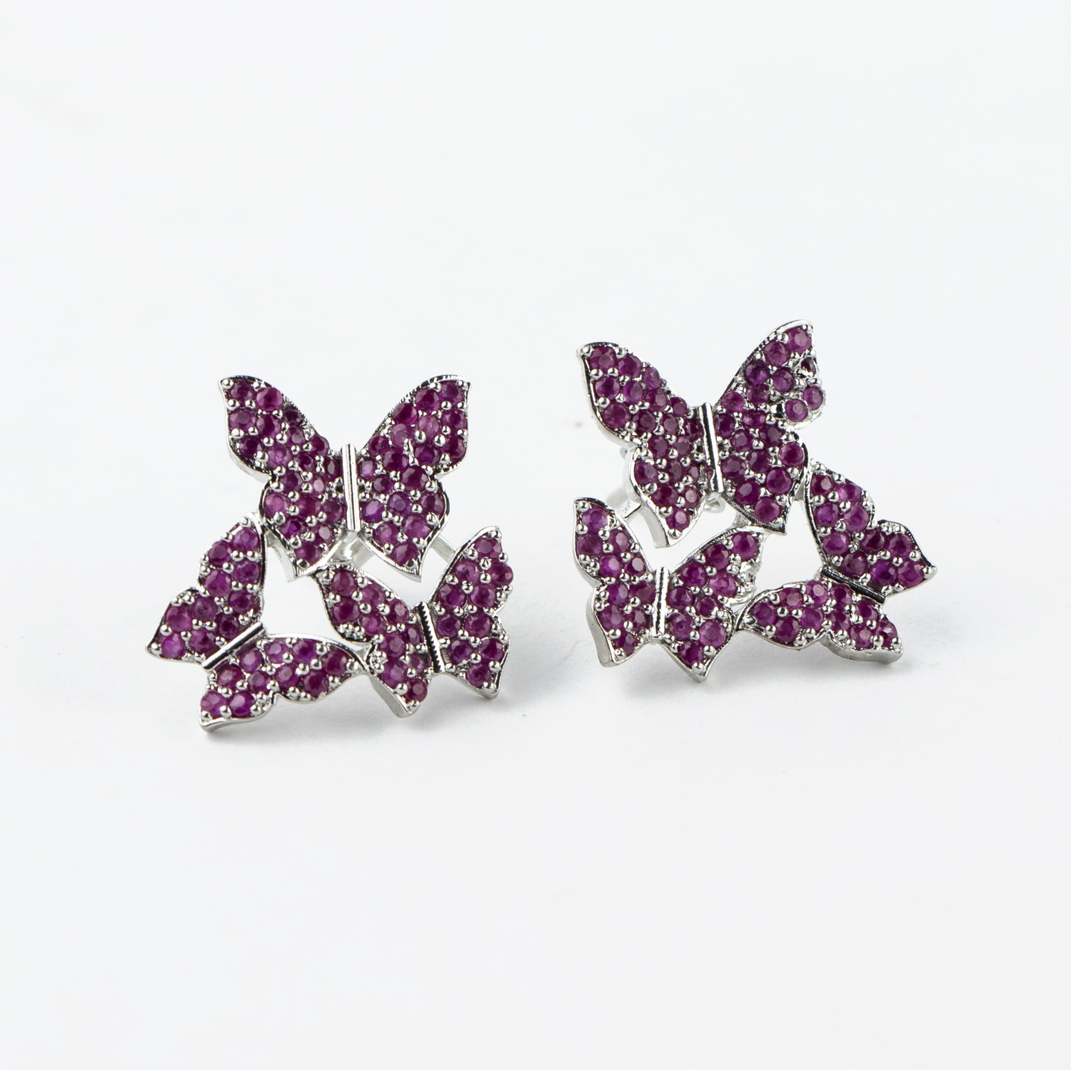 Butterfly Swarm Silver Studs