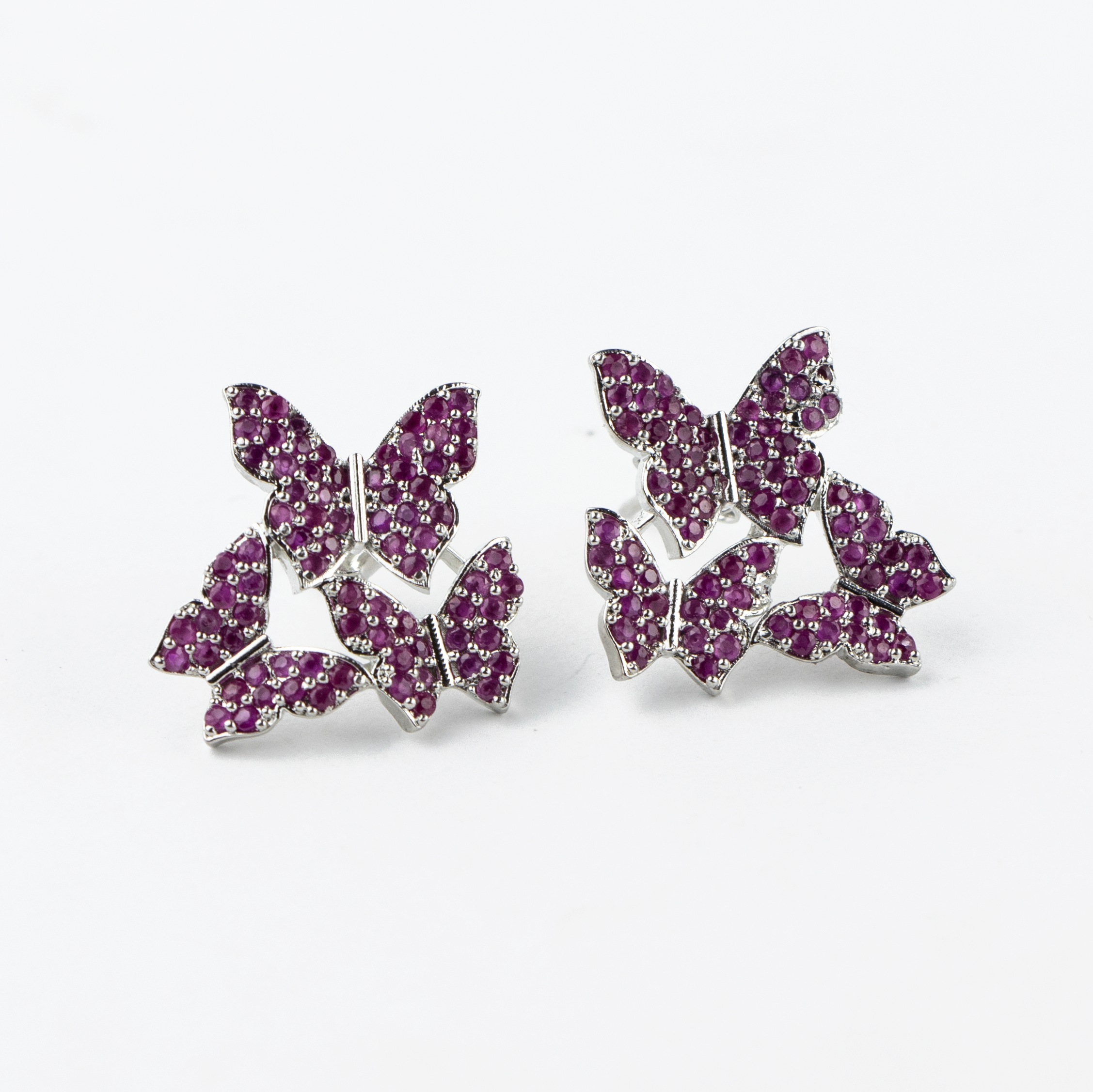 Butterfly Swarm Silver Studs