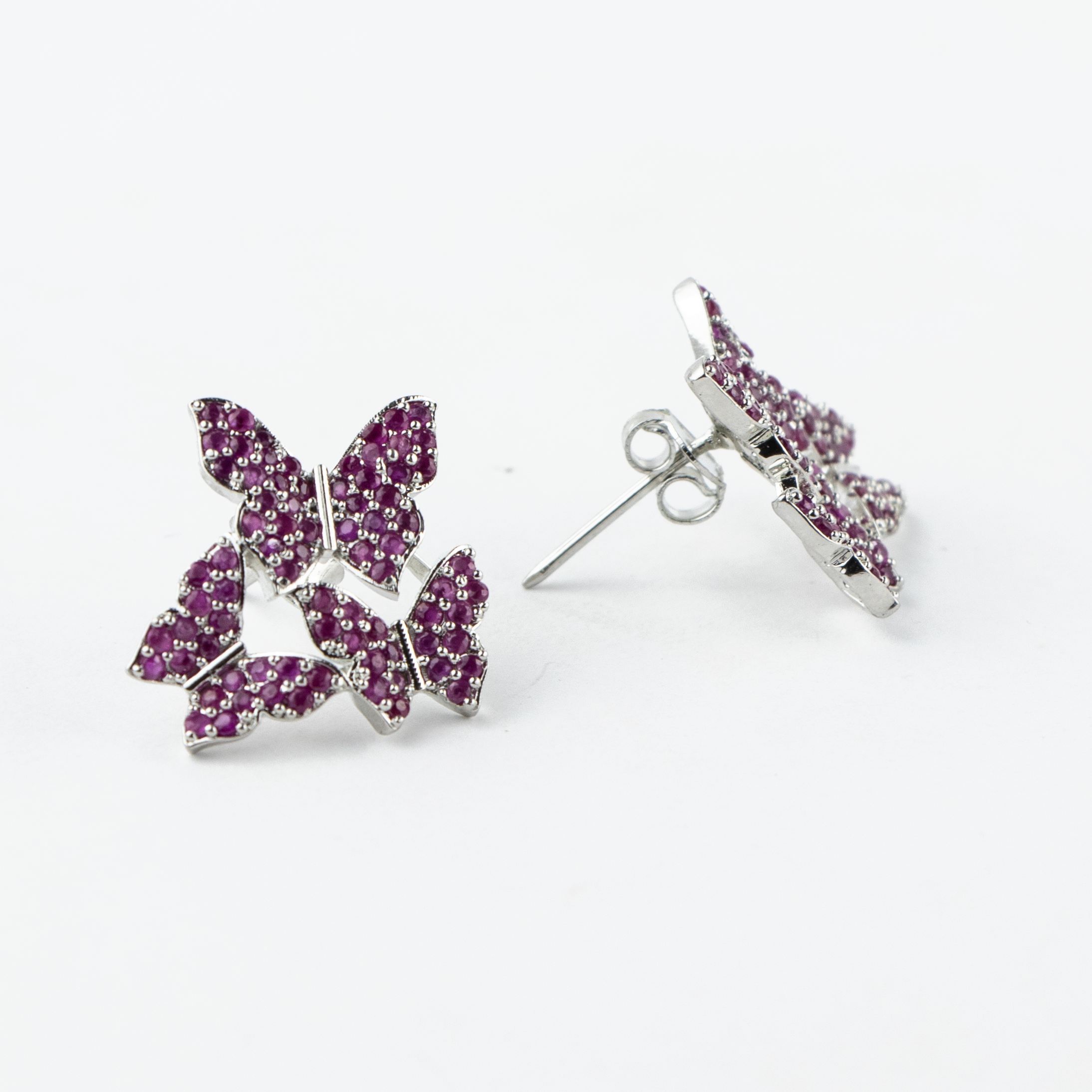 Butterfly Swarm Silver Studs