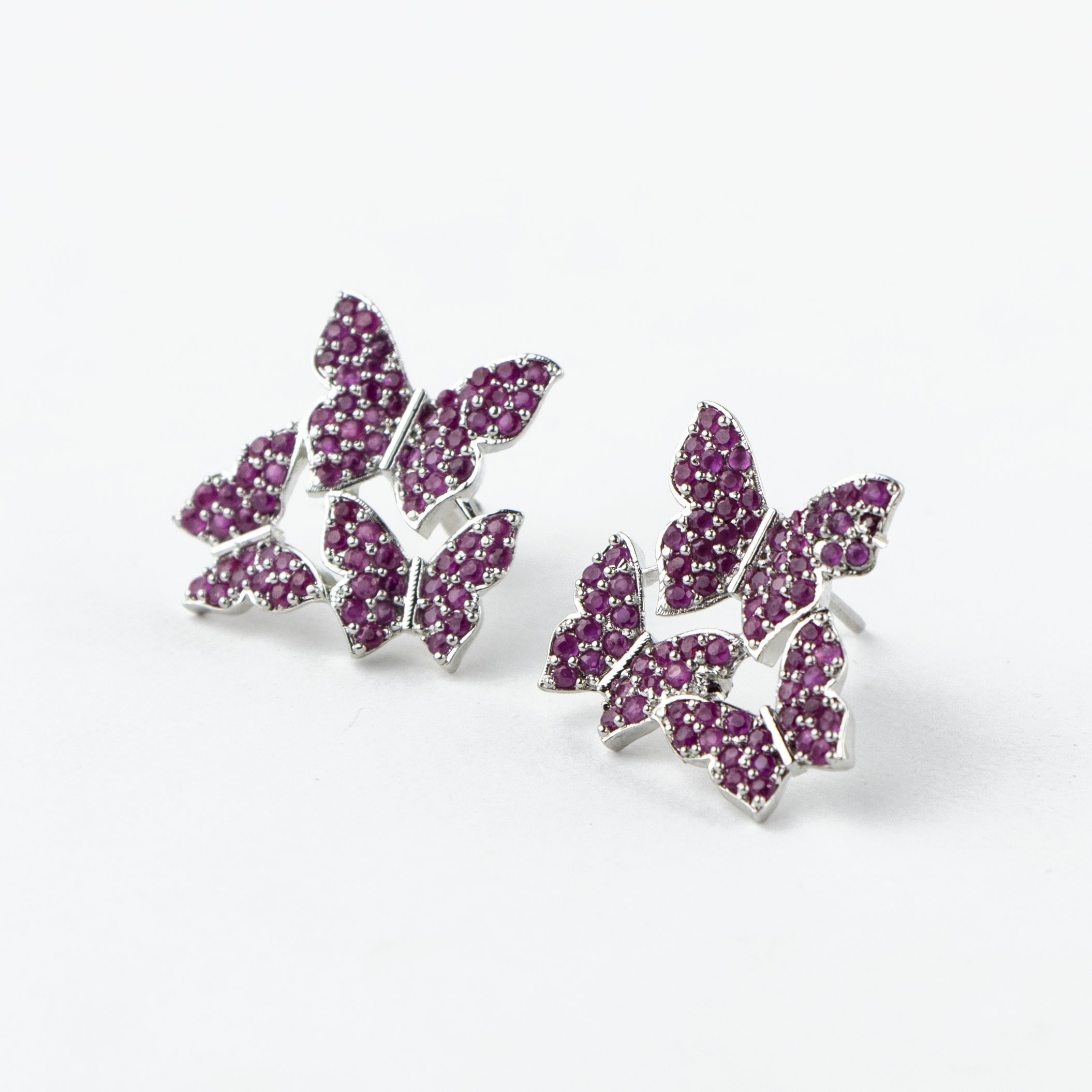 Butterfly Swarm Silver Studs