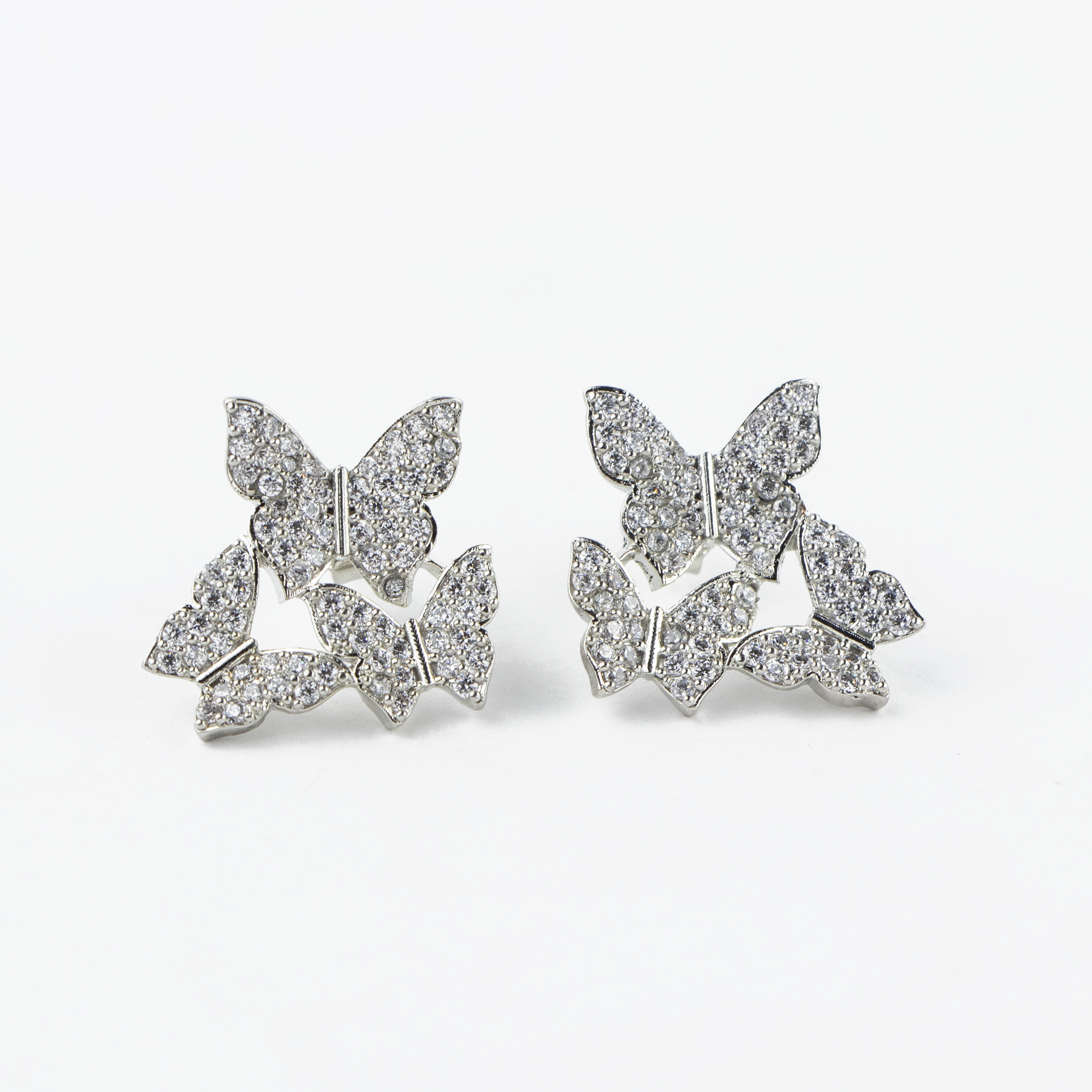 Butterfly Swarm Silver Studs