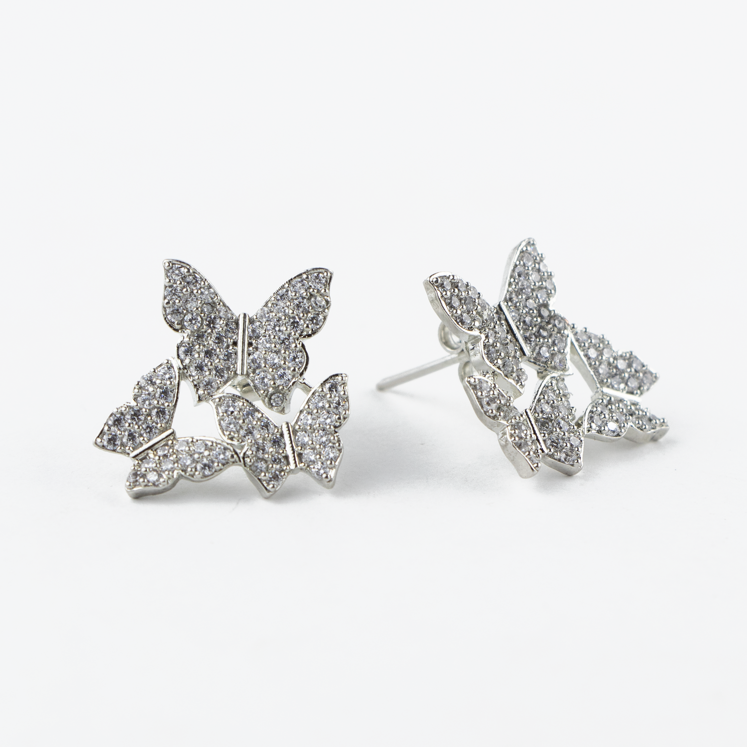 Butterfly Swarm Silver Studs