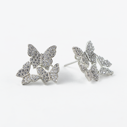 Butterfly Swarm Silver Studs