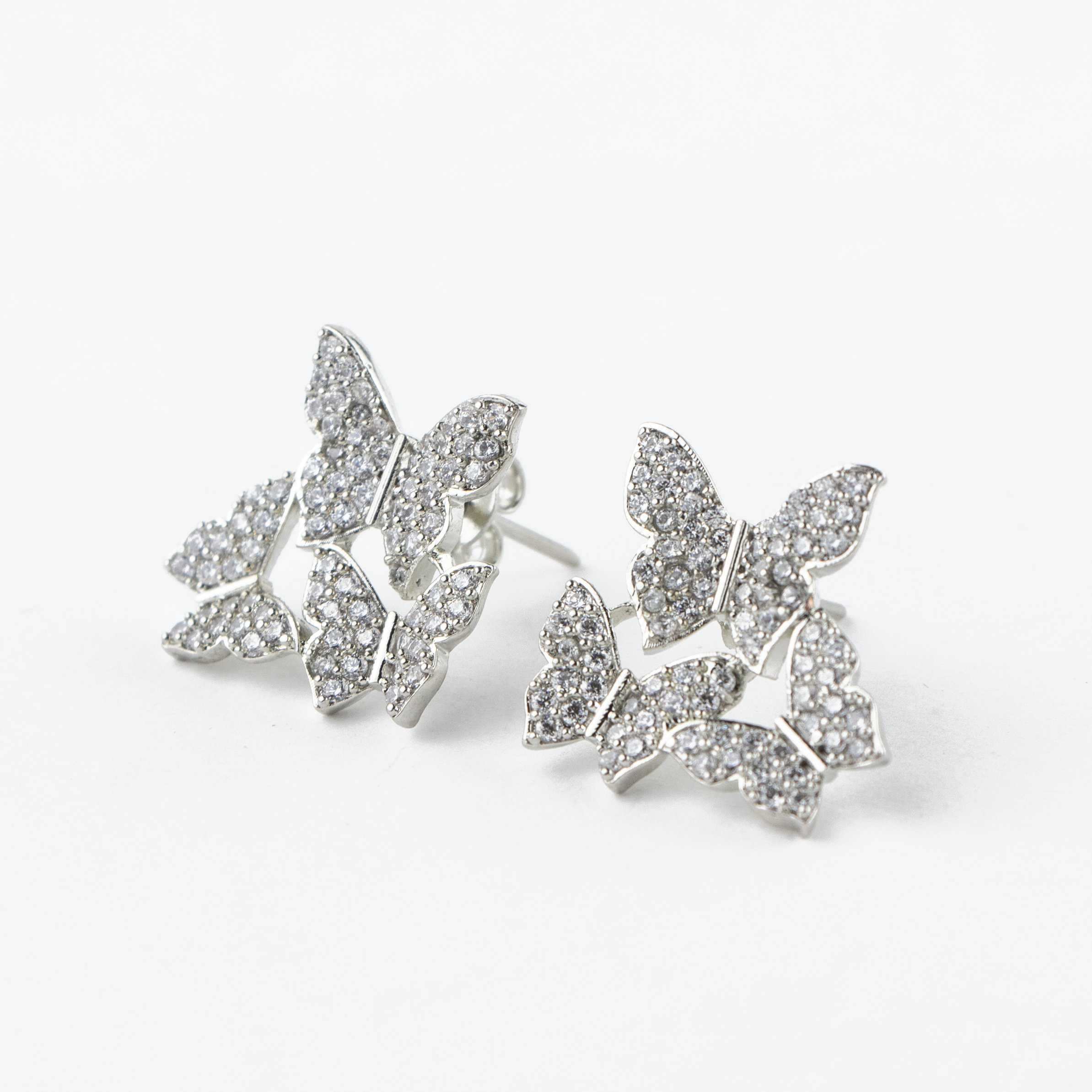 Butterfly Swarm Silver Studs