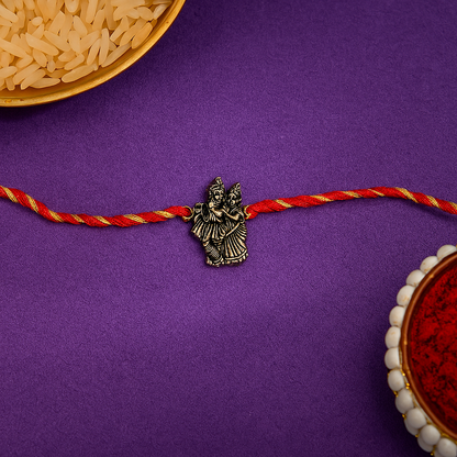 Radha Krishna Silver Rakhi