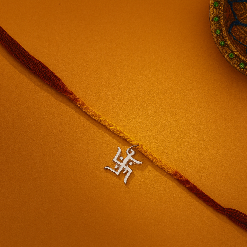 Silver Swastik Rakhi