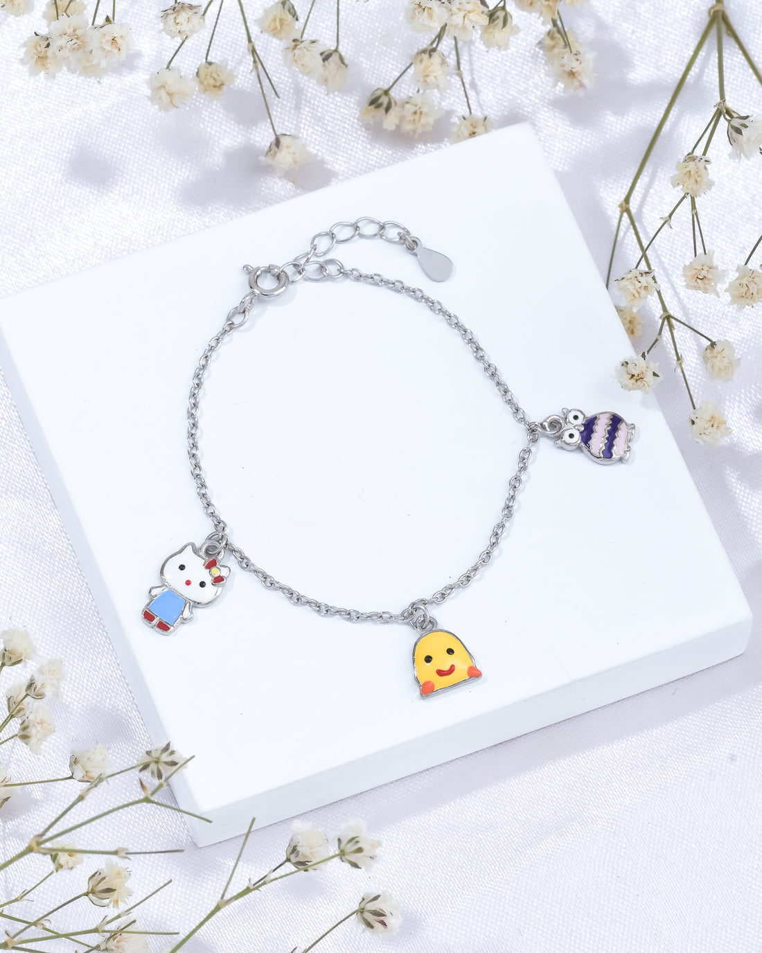 Happy Trio Kids Charm Silver Bracelet