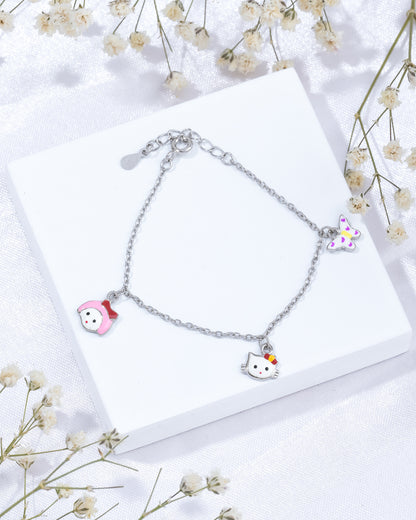 Hello Kitty Kids Charm Silver Bracelet
