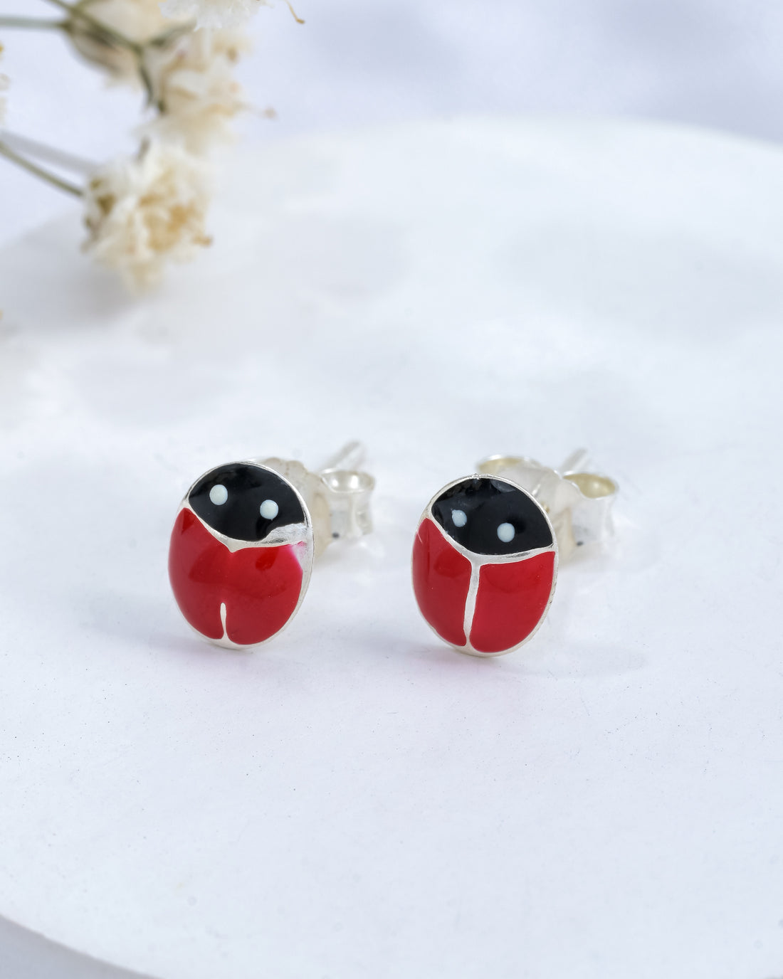 Ladybug Silver Studs