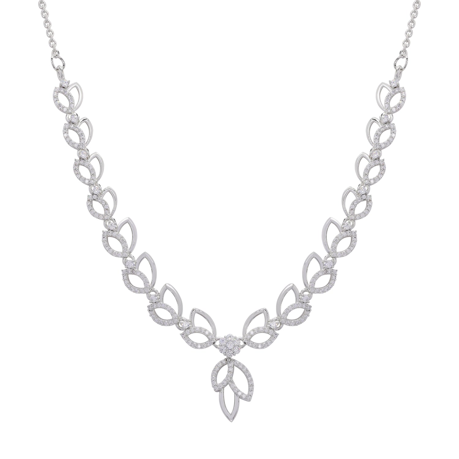 Leaflet Silver Necklace Set