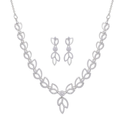 Leaflet Silver Necklace Set