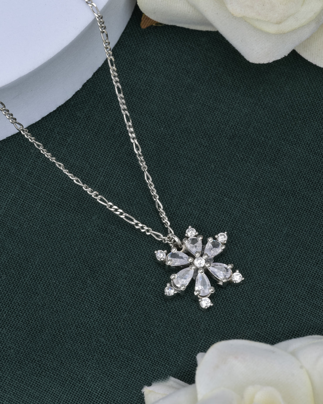 Twinkling Snowflake Silver Pendant