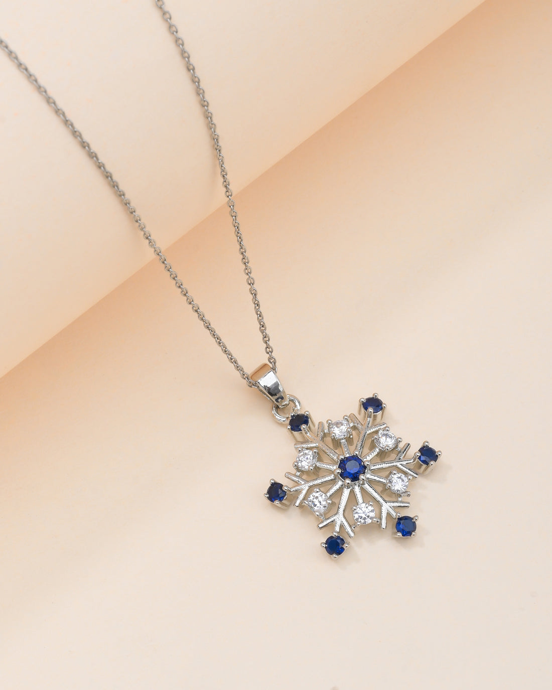 Blue Snowflake Silver Pendant