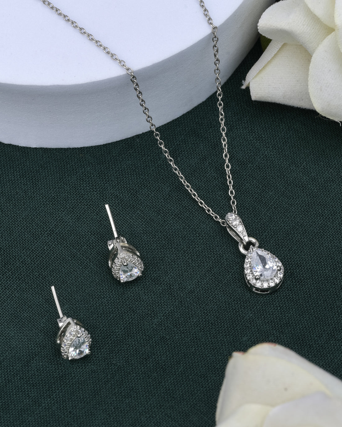 Dew Drop Silver Pendant Set