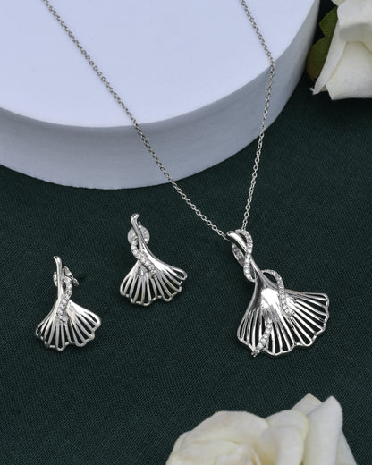 Gingko Leaf Silver Pendant Set