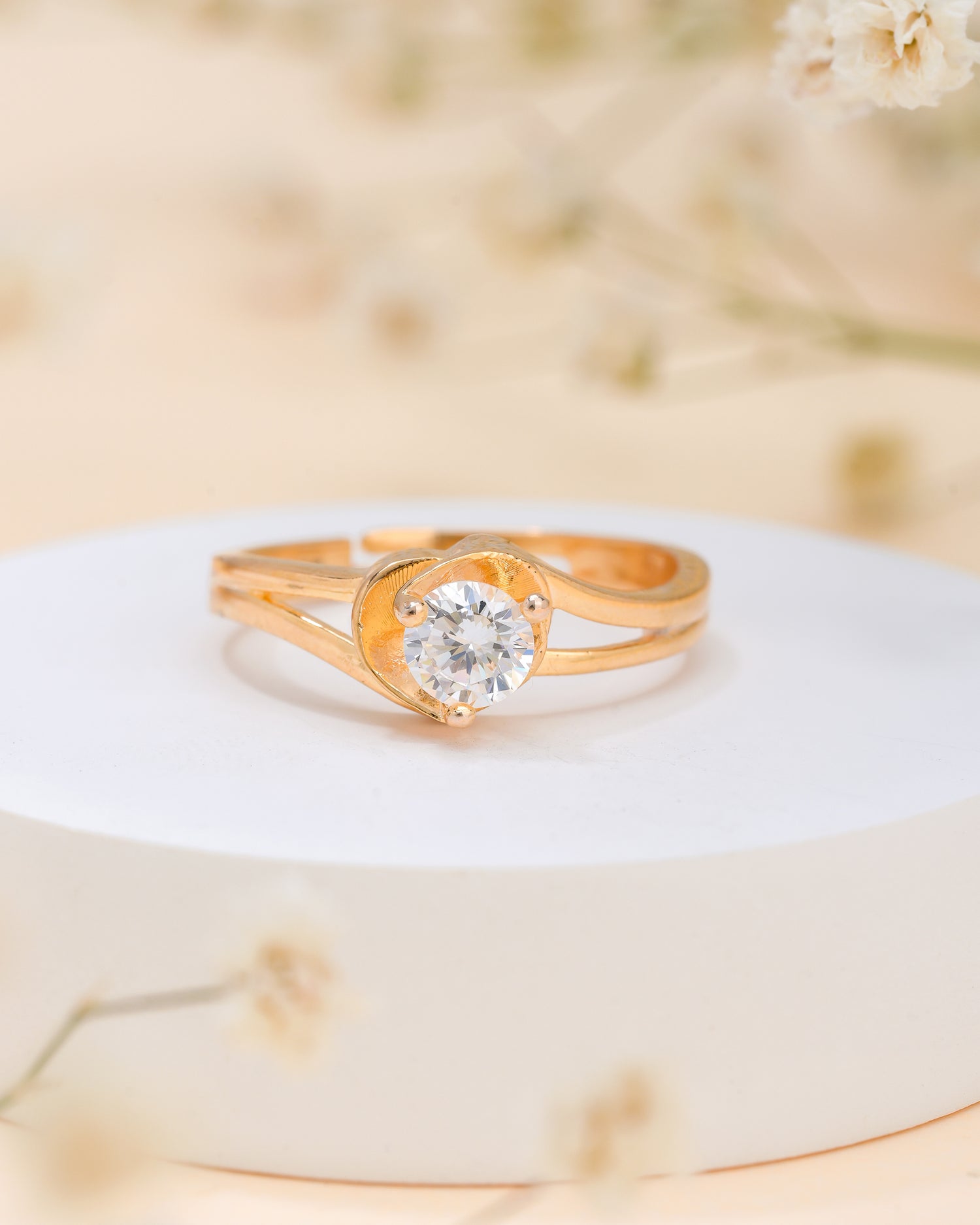 Golden Bling Silver Ring