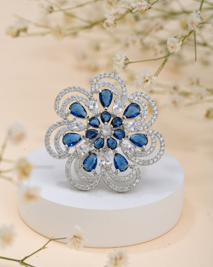 Midnight Bloom Silver Ring