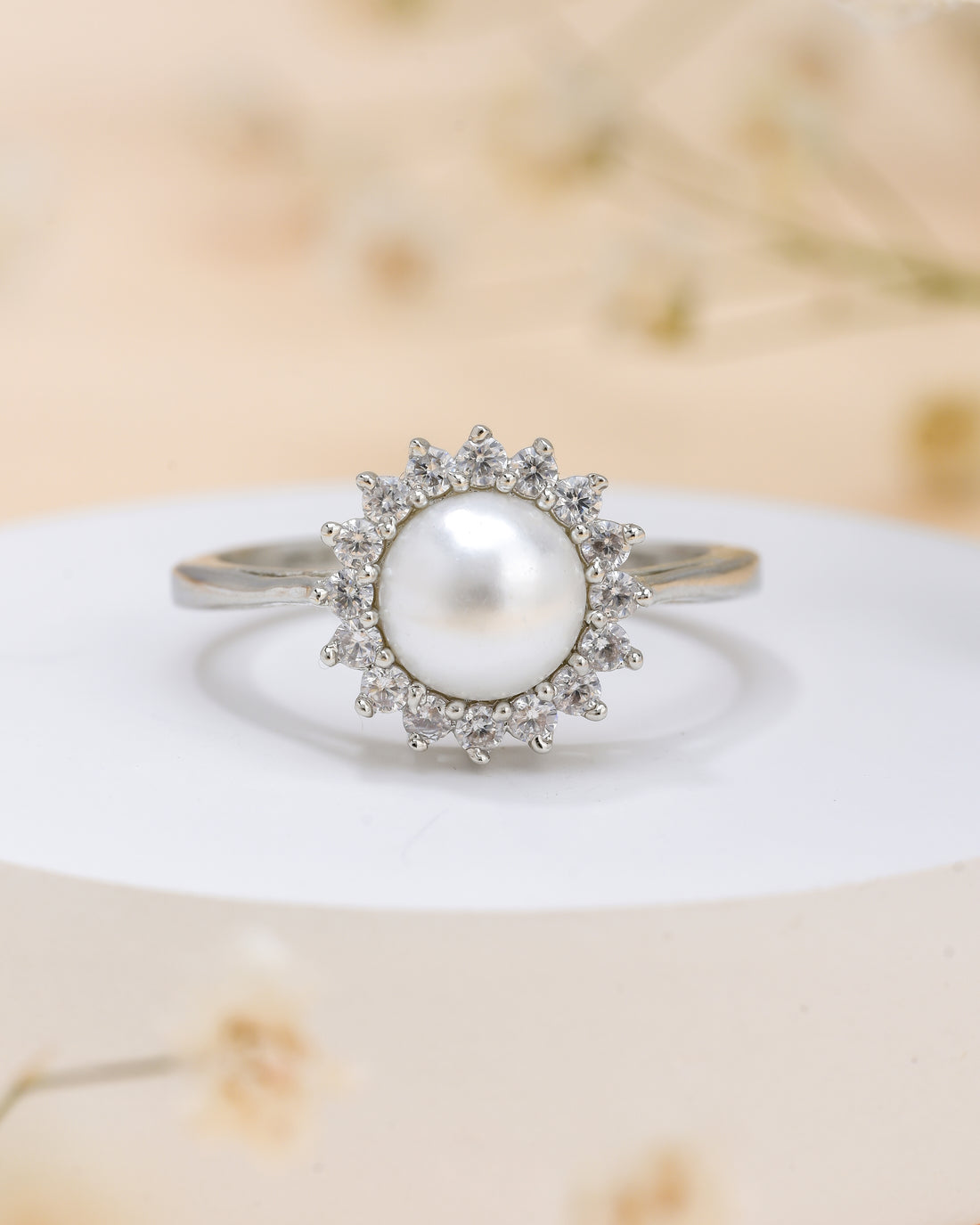 Pearl Sunburst Silver Ring