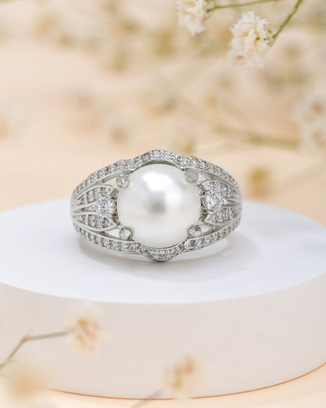 Caged Pearl Silver Ring