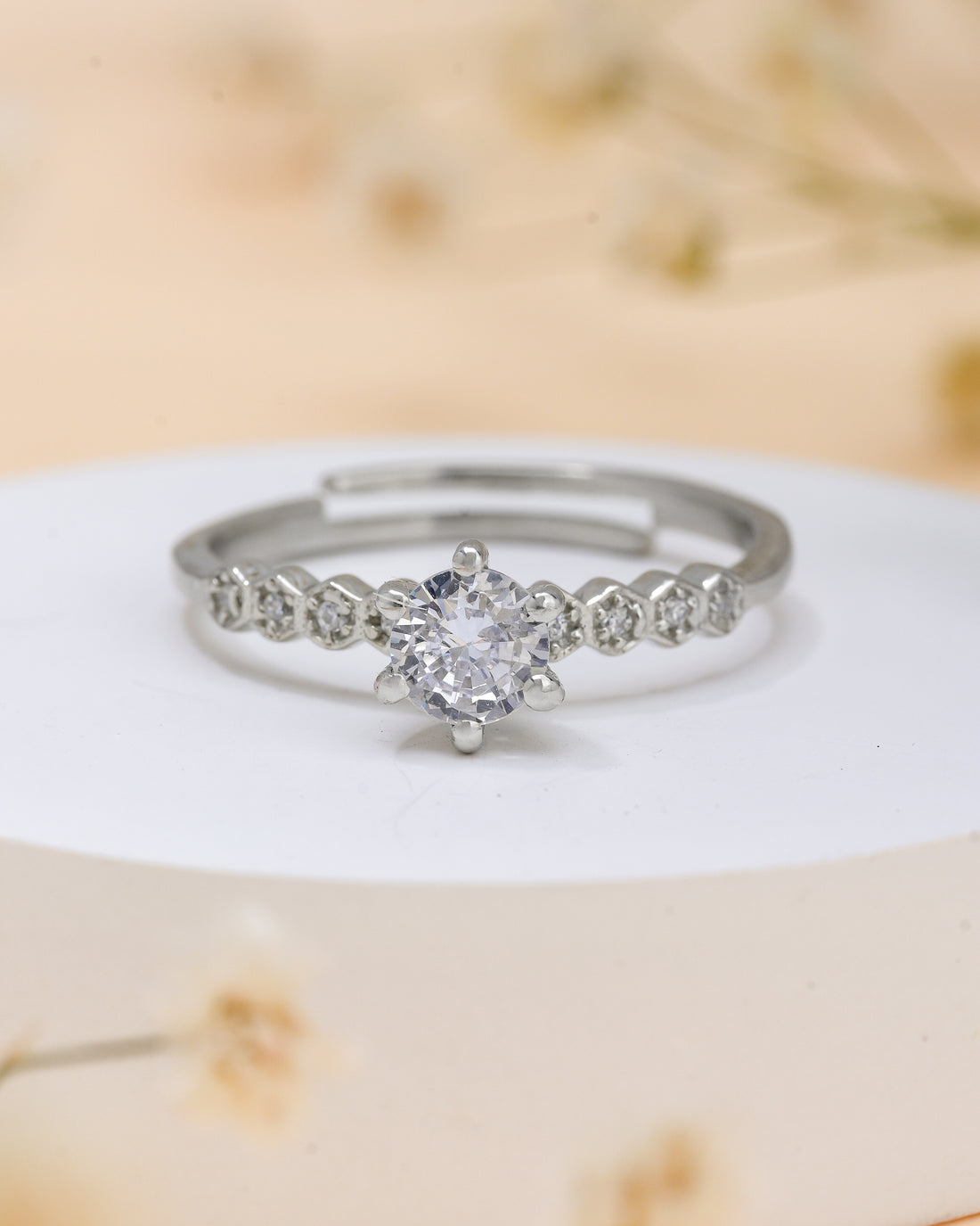 Silver Knot Solitaire Ring